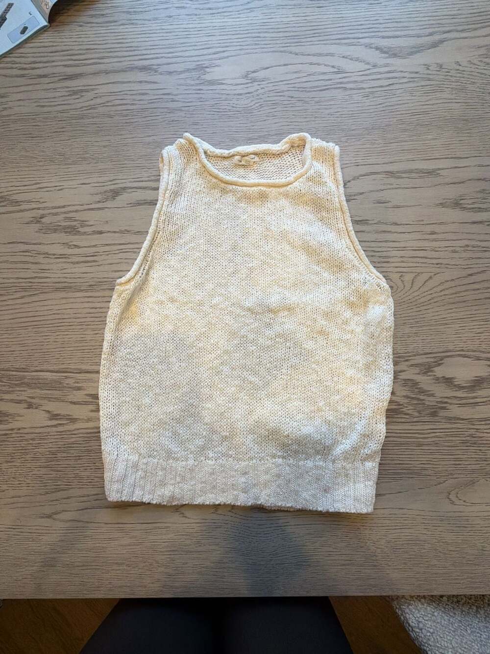 Unsubscribed Knit Tank Top Size S Cream Textured Sleeveless